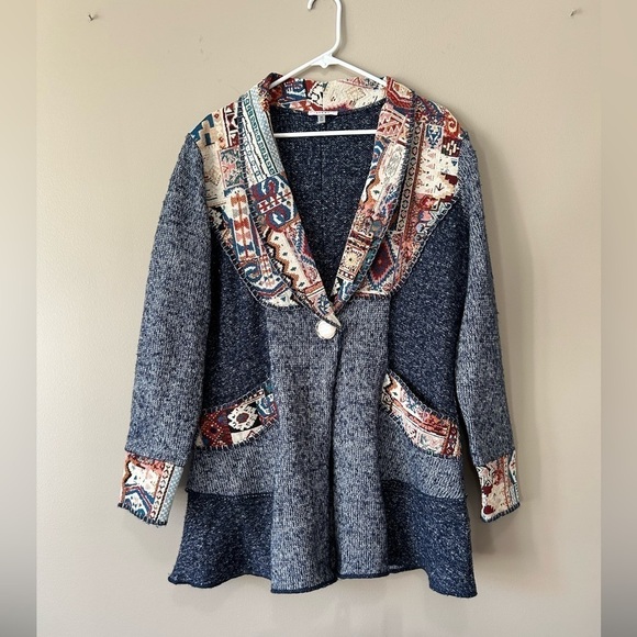 Sioni Sweaters - Sioni Blue Denim Western Cardigan Women’s size XL